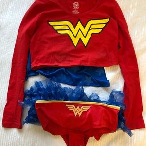 Wonder Woman Costume - Crop Top w/ Cape & Bottoms with fringe